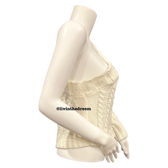 #T13  For Love & Lemons Quinn One Shoulder Sweater Ivory SZ L  $142 - Picture 12 of 15